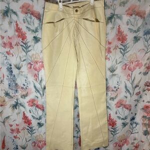 Vintage Chic Cream Leather Pants